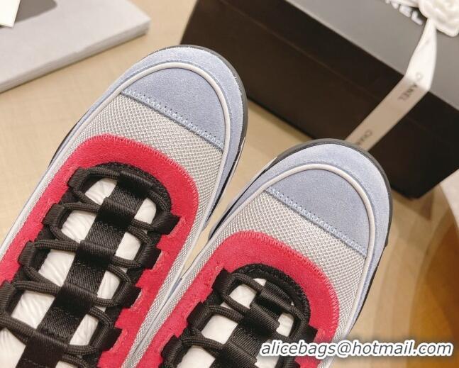 Stylish Chanel Fabric & Suede Sneakers G39070 Red