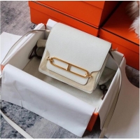 Reasonable Price Hermes Roulis 19cm Evercolor 9D H9003 white&Gold