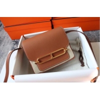 Shop Grade Hermes Roulis 19cm Evercolor 9D H9003 brown&Gold