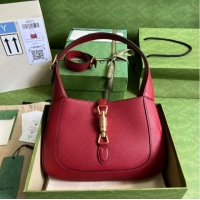 Top Quality Gucci Jackie 1961 mini natural grain leather hobo bag 637091 red