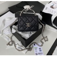 Good Product Chanel Grained Calfskin CLUTCH WITH CHAIN AP2758 black