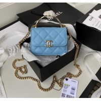 Top Quality Chanel Grained Calfskin CLUTCH WITH CHAIN AP2758 blue