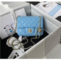 Top Grade Chanel MINI Flap Bag Original Sheepskin Leather AS1786 sky blue