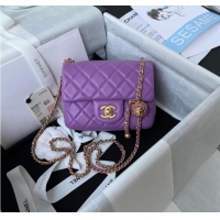 Cheapest Chanel MINI Flap Bag Original Sheepskin Leather AS1786 purple