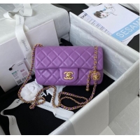 Pretty Style Chanel small Flap Bag Original Sheepskin Leather AS1787 purple