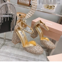 Good Product Miu Miu Sequins Pumps 8.5cm MU1948 Gold 2022