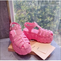 Affordable Price Miu Miu Leather Strap Platform Sandals M42591 Pink 2022