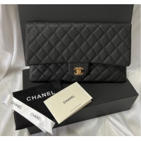 Top Quality Chanel Clutch Bag Black Caviar Leather 7013 Gold