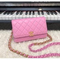 Pretty Style Chanel Original Small classic Sheepskin flap bag AP33814 pink