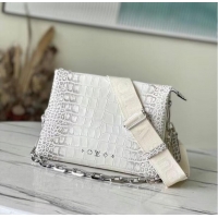 Good Product Louis Vuitton COUSSIN PM IN CROCODILE-EMBOSSED LACQUERED LEATHER M57790 white