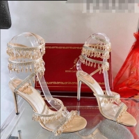 Affordable Price Rene Caovilla Elegant Evening Sandals CHANDELIER with 9.5cm Heel RC1054 Beige 2022