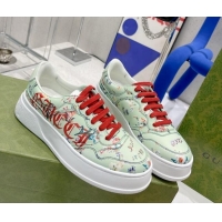 Best Grade Gucci Leather Sneakers with GUCCI Print Green 2052622