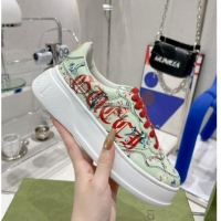 Best Grade Gucci Leather Sneakers with GUCCI Print Green 2052622