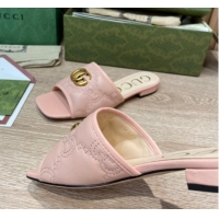 Good Quality Gucci GG Matelasse Flat Slide Sandals Light Pink 0621111