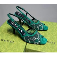 Grade Quality ucci GG Mesh Mid-heel Sandals Green 621116 