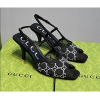 Pretty Style Gucci GG Mesh Mid-heel Sandals Black 621119