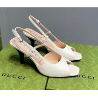 Best Product Gucci Leather Mid-heel Sandals 7.5cm White 0621120