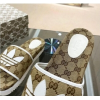 Unique Style Adidas x Gucci GG Canvas Platform Slide Sandal Beige 0621124