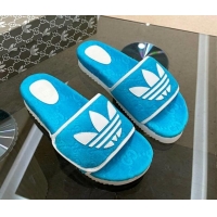 Best Grade Adidas x Gucci GG Sponge Platform Slide Sandal Blue 0621135