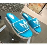 Best Grade Adidas x Gucci GG Sponge Platform Slide Sandal Blue 0621135