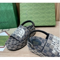 Best Price Gucci GG Canvas Platform Sandals 5.5cm with Buckle Back Strap Grey 062217