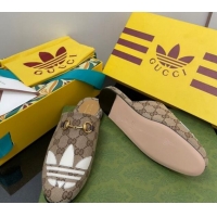 Duplicate adidas x Gucci Trefoil GG Canvas Slipper Brown 070236