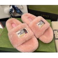 Best Grade The North Face x Gucci Wool Flat Slide Sandals Light Pink 070239