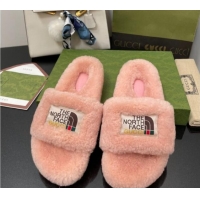 Best Grade The North Face x Gucci Wool Flat Slide Sandals Light Pink 070239