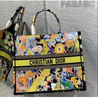 Promotional Dior Large Book Tote Bag in Yellow Multicolor Zodiac Fantastico Embroidery CD61110 2022