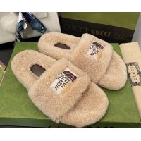 Fashion The North Face x Gucci Wool Flat Slide Sandals 070239 Camel Brown