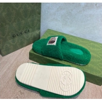 Sumptuous The North Face x Gucci Wool Flat Slide Sandals 070239 Grass Green