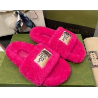 Unique Style The North Face x Gucci Wool Flat Slide Sandals 070239 Fuchsia Pink