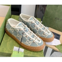 1:1 aaaaa Gucci GG Canvas Low-top Sneakers Blue/White 070256