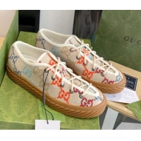 Best Grade Gucci GG Canvas Low-top Sneakers Beige/Multicolor 070260