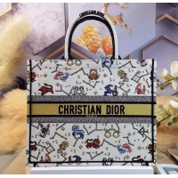 ​New Fashion Dior Book Tote Bag Embroidery M942 White 2022