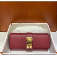 Cheapest Hermes H Medor swift Leather Clutch 37566 Burgundy&gold hardware