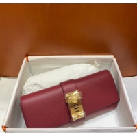 Cheapest Hermes H Medor swift Leather Clutch 37566 Burgundy&gold hardware