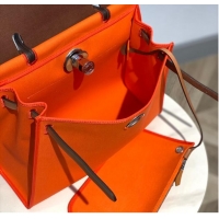 Good Product Hermes Herbag 31CM Original Canvas Leather & Calfskin 48887 orange&brown