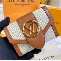 Famous Brand Louis Vuitton LV PONT 9 COMPACT WALLET M81393 brown