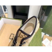 Discount Gucci Maxi-GG Canvas Low-top Sneakers Camel Brown 070262