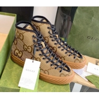 Best Price Gucci Maxi-GG Canvas High-top Sneakers Camel Brown 070263