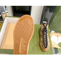 Best Price Gucci Maxi-GG Canvas High-top Sneakers Camel Brown 070263