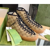 Classic Hot Gucci GG Canvas High-top Sneakers Brown 070265