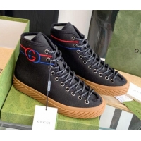 Grade Quality Gucci GG Canvas High-top Sneakers Black 070269