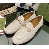 Good Quality Gucci GG Matelasse Lambskin Princetown Loafers White 070273