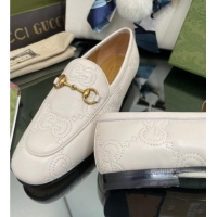 Good Quality Gucci GG Matelasse Lambskin Princetown Loafers White 070273