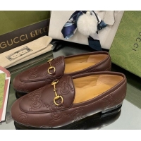 Pretty Style Gucci GG Matelasse Lambskin Princetown Loafers Brown 070275