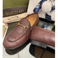 Pretty Style Gucci GG Matelasse Lambskin Princetown Loafers Brown 070275