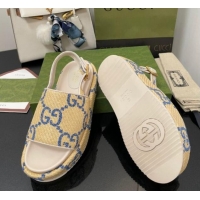 Discount Gucci GG Platform Sandal 5.5cm Beige/Blue 070412