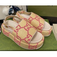 Sophisticated Gucci GG Platform Sandal 5.5cm Beige/Pink 070413